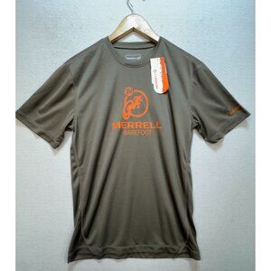 Merrell Barefoot Men's Casual T-Shirt Opti-Wick Size S Gray Stretch Short Sleeve